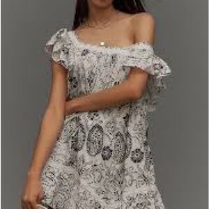 Maeve Flutter-Sleeve Babydoll Mini Dress